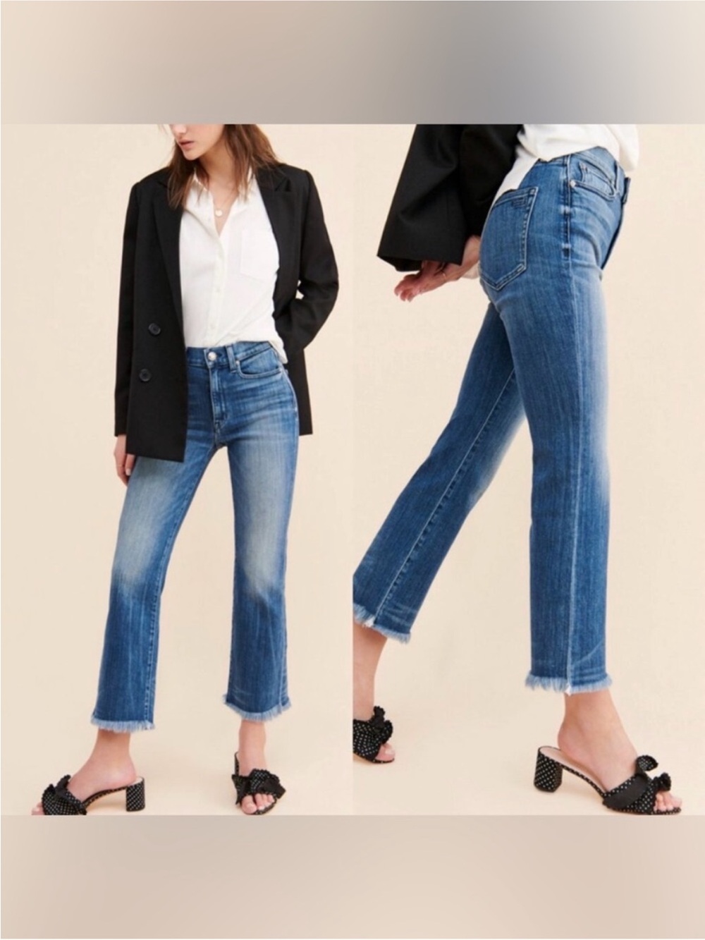 AYR The Bomb Pop Mid Rise Raw Hem Ankle Jeans in Medium Blue Size 25 S